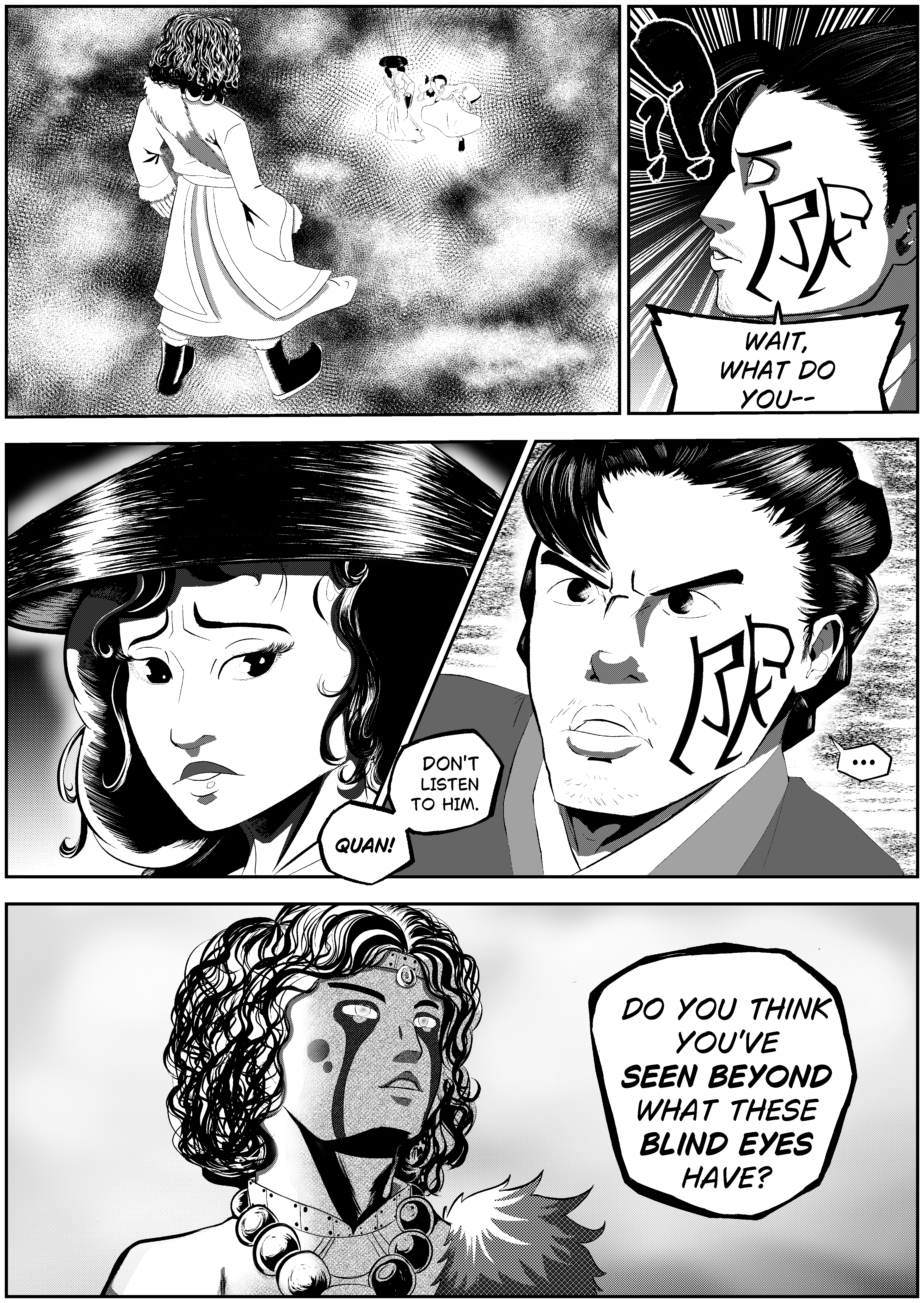 Manga page featuring Quan, Keiko, and Jun