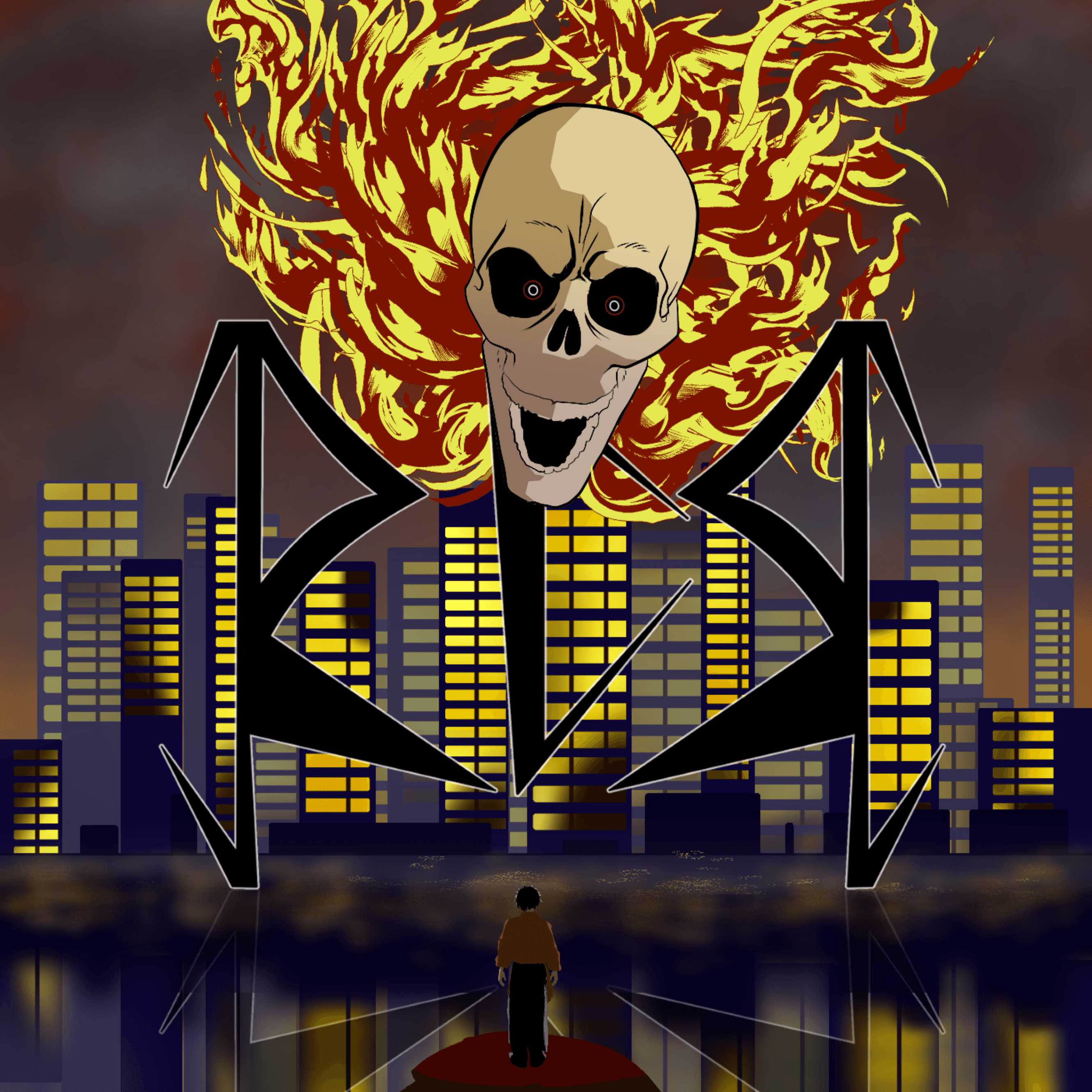 RCR logo with a fiery skull
