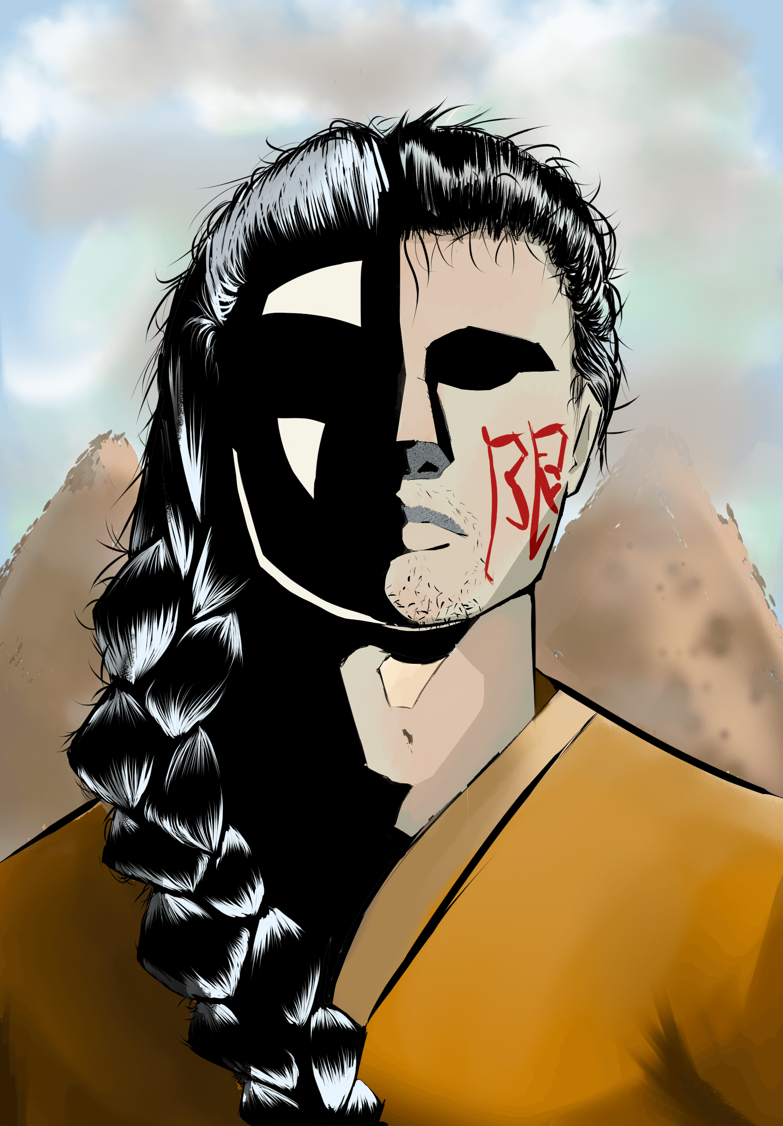 Half-mask character portrait, cover art for UNDYING Vol. 1